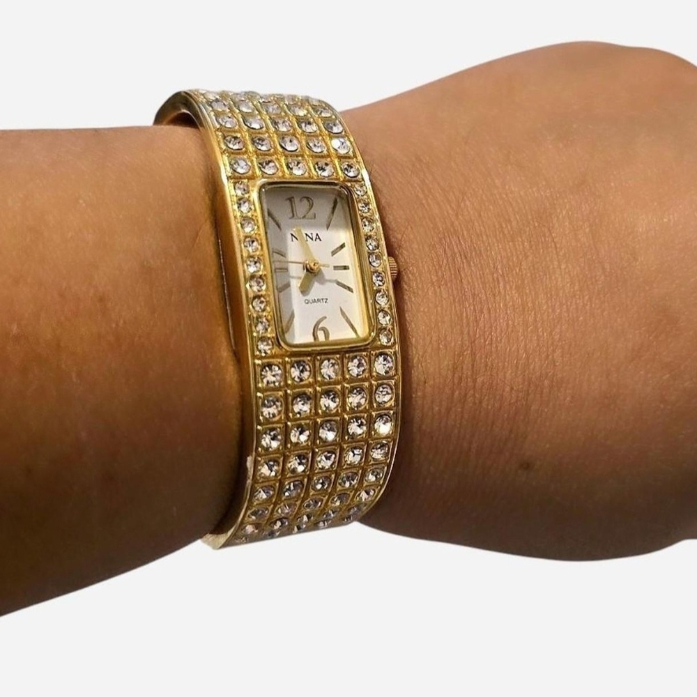 Nina Gold Women's Watch with Crystal Accents